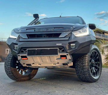 Rival Bumper to suit Isuzu Dmax 2017-2019 Black, with fog lights, winch mount, flip up number plate - Brixton 4x4 - Buy Online Now!